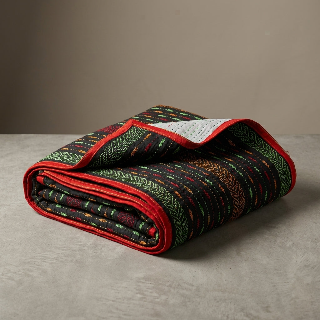 Handcrafted Kantha Bed Quilt by The Roots of Heritage (2)