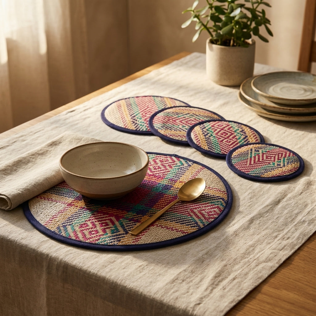 Heritage Jute Round Table Mat Set by The Roots of Heritage (2)