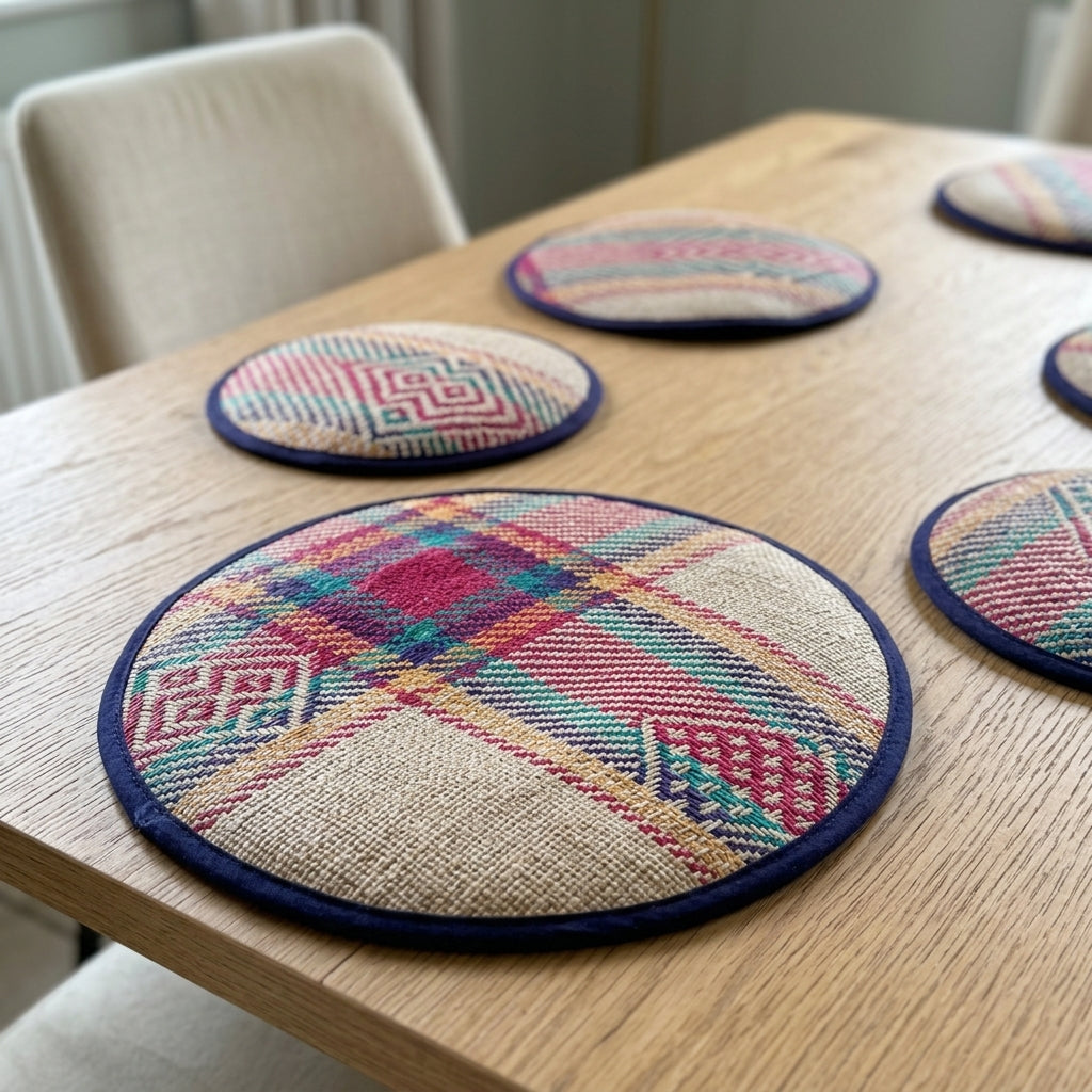 Handwoven Jute Patchwork Table Mat by The Roots of Heritage (2)