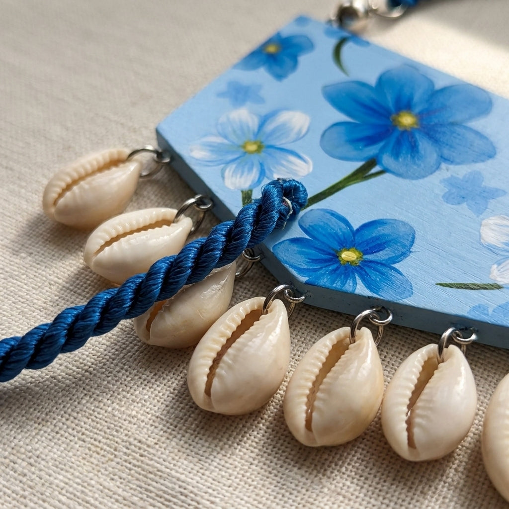 Blue Floral Shell Necklace by The Roots of Heritage (5)