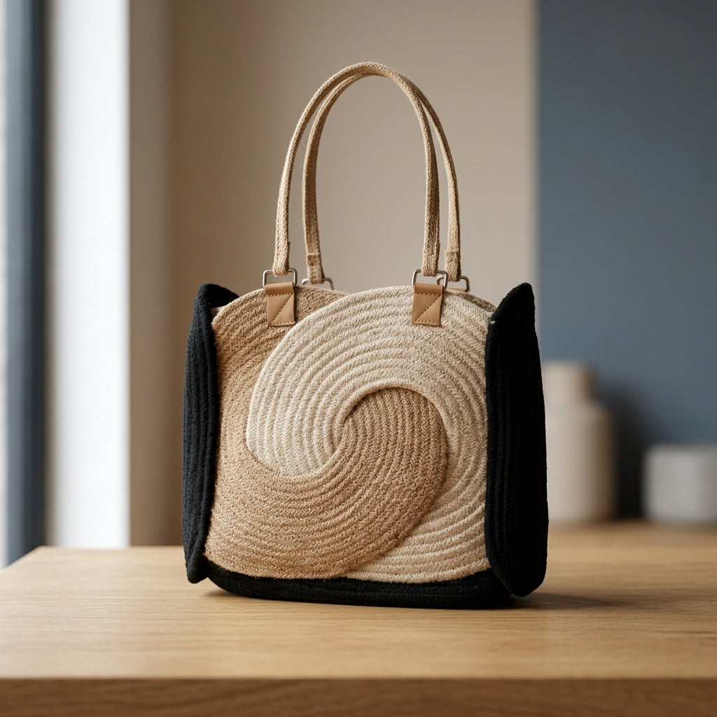 Artisan Jute Moon Tote by The Roots of Heritage (2)