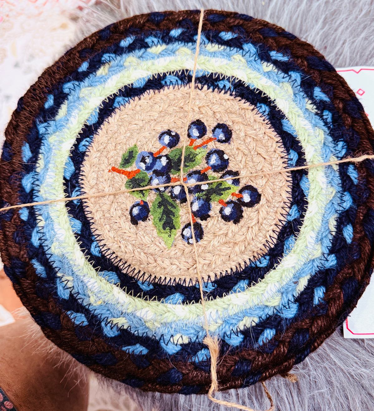 Handwoven Jute Berry Blossom Coasters by The Roots of Heritage