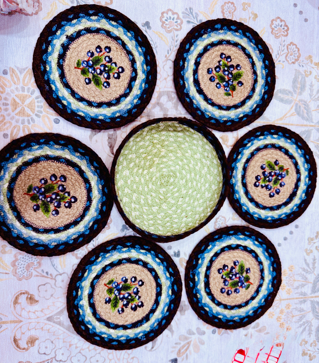 Handwoven Jute Berry Blossom Coasters by The Roots of Heritage (2)