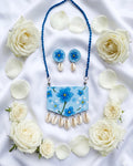 Blue Floral Shell Necklace by The Roots of Heritage