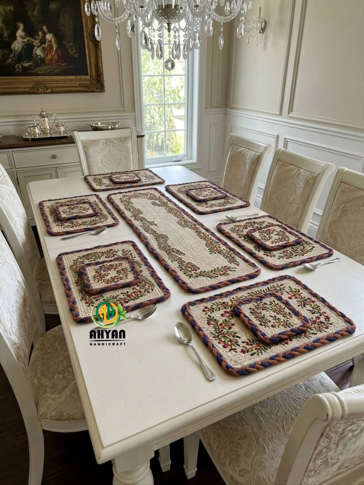 Elegant Jute Table Runner Set by The Roots of Heritage