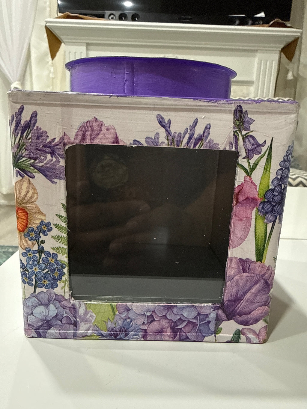 Hand-Painted Floral Jute Tissue Box by The Roots of Heritage
