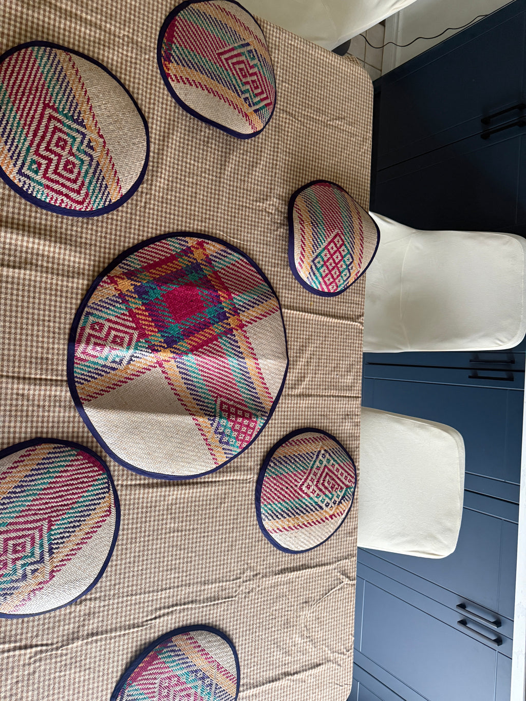 Handwoven Jute Patchwork Table Mat by The Roots of Heritage
