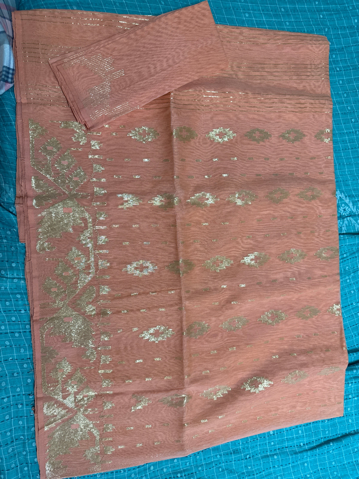 Blush Gold Handloom Table Runner Set by The Roots of Heritage
