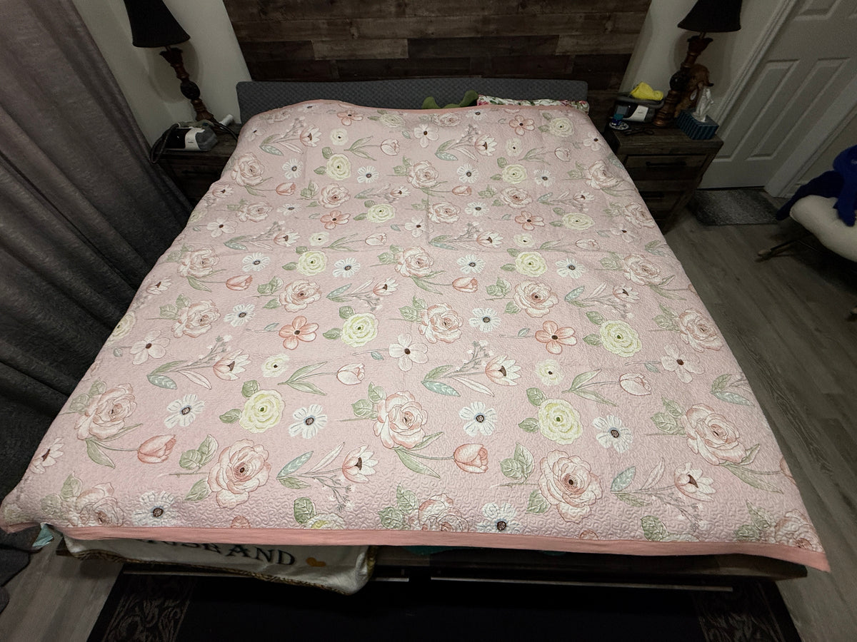 Blush Floral Handcrafted Quilt by The Roots of Heritage