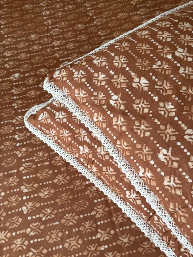 Heritage Block Print Bed Cover by The Roots of Heritage