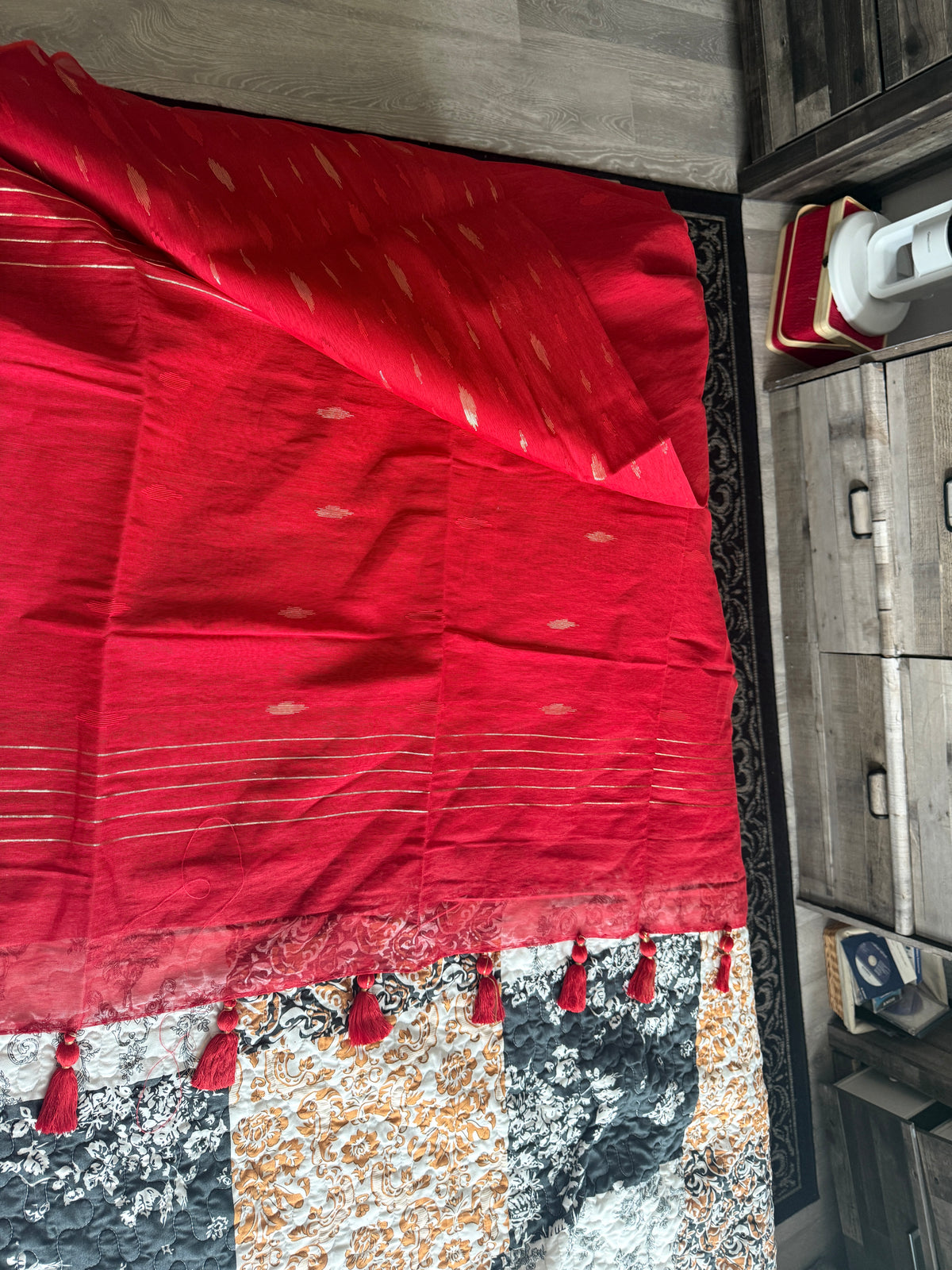 Luxe Red Handloom Saree by The Roots of Heritage