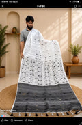 Handwoven White & Charcoal Tassel Throw by The Roots of Heritage