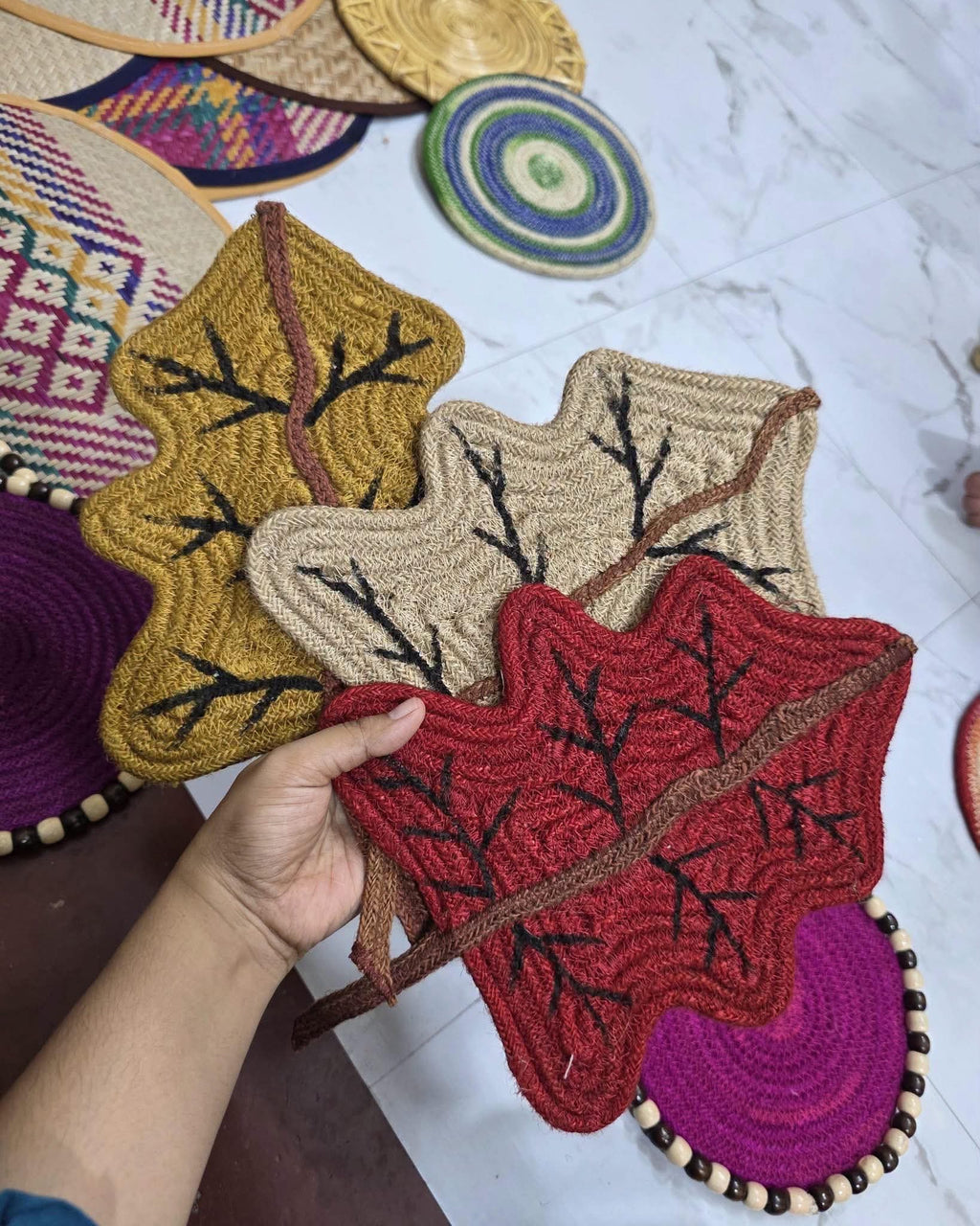 Bengal Leaf Jute Table Mats by The Roots of Heritage