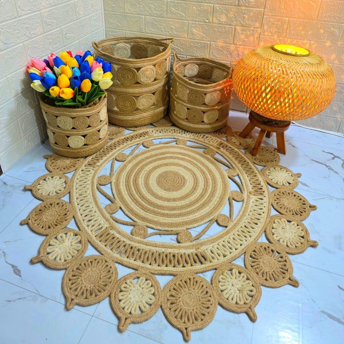 Heritage Weave Jute Statement Rug by The Roots of Heritage