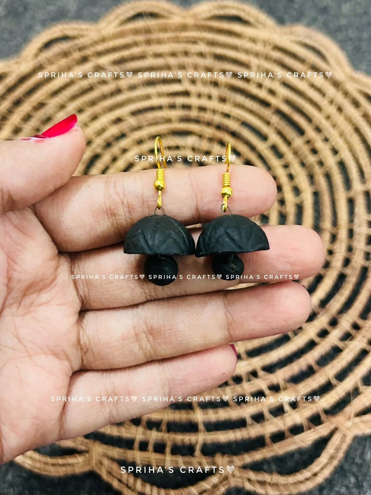 Bangla Clay Motif Dangle Earrings by The Roots of Heritage