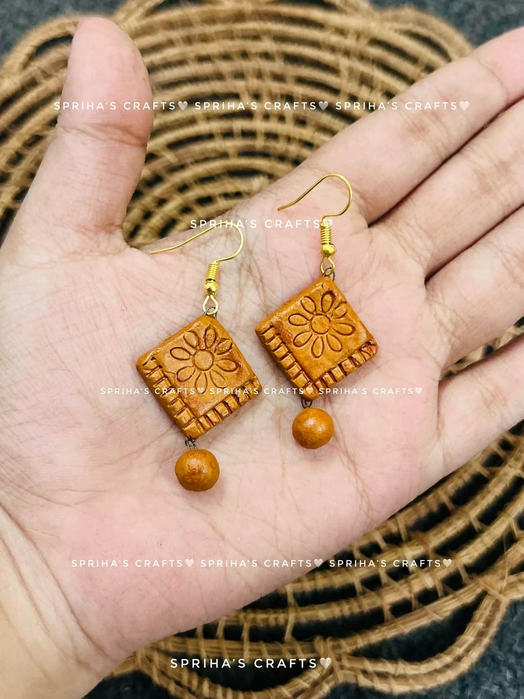 Bangla Clay Motif Dangle Earrings by The Roots of Heritage (3)