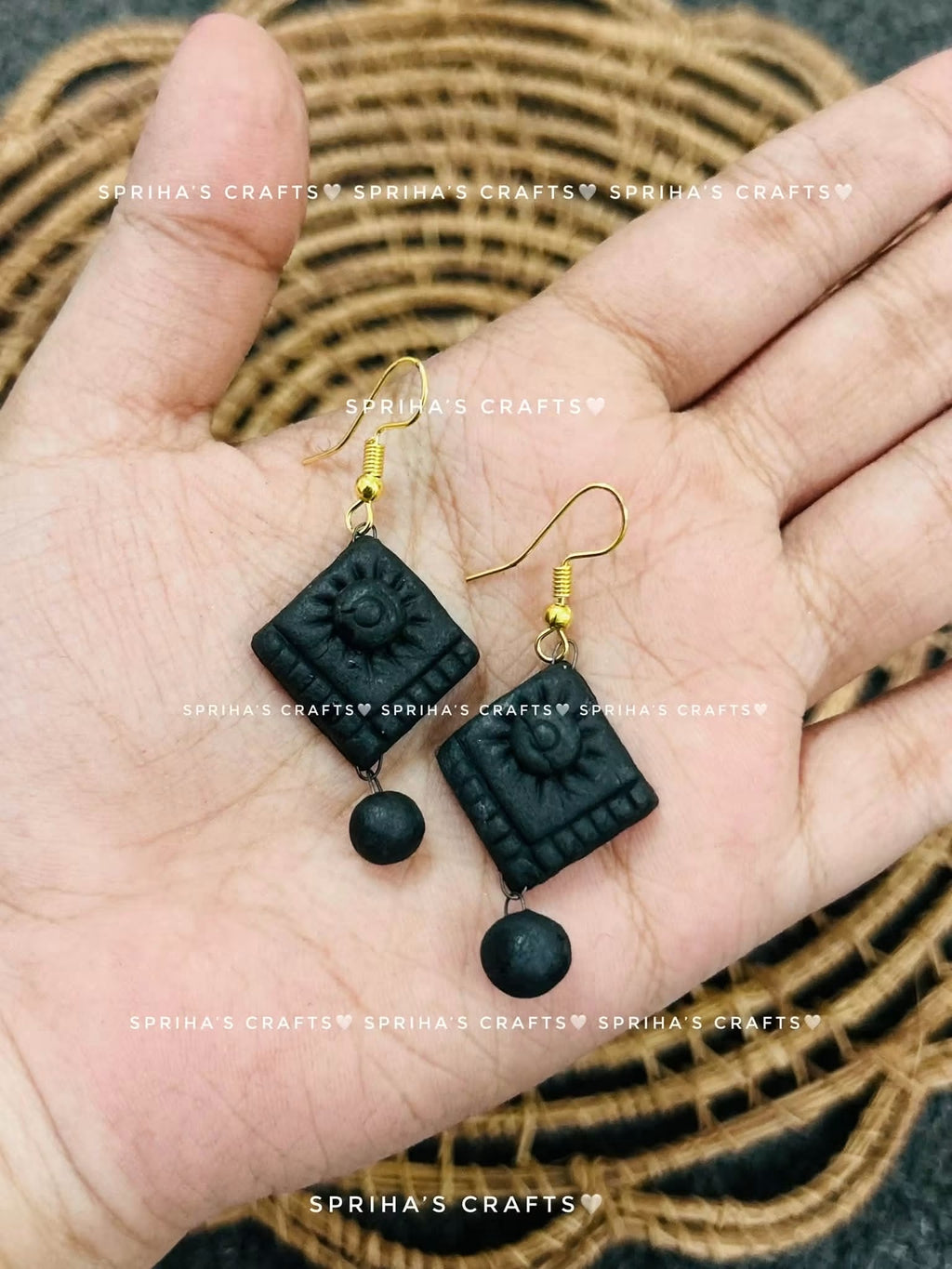 Bangla Clay Motif Dangle Earrings by The Roots of Heritage (4)