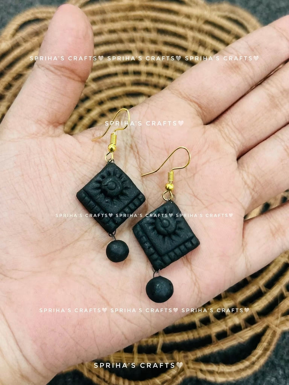 Bangla Clay Motif Dangle Earrings by The Roots of Heritage (4)
