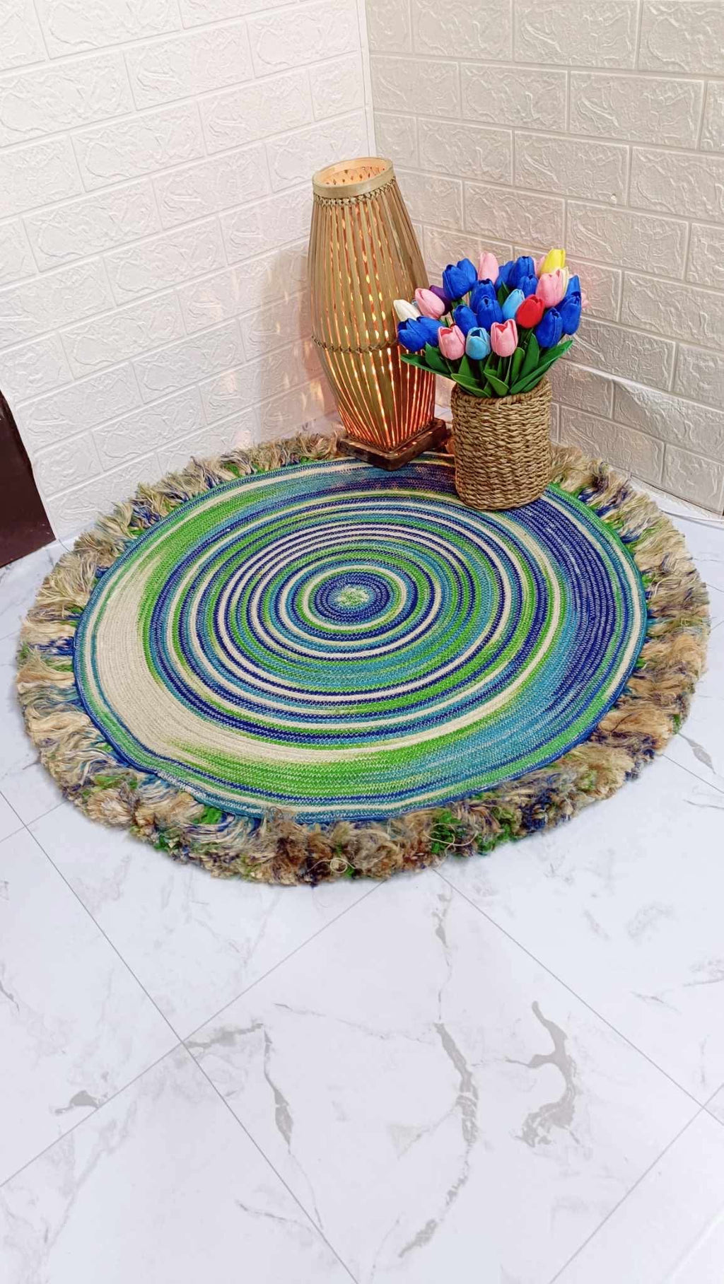 Riverloom Round Jute Fringe Rug by The Roots of Heritage