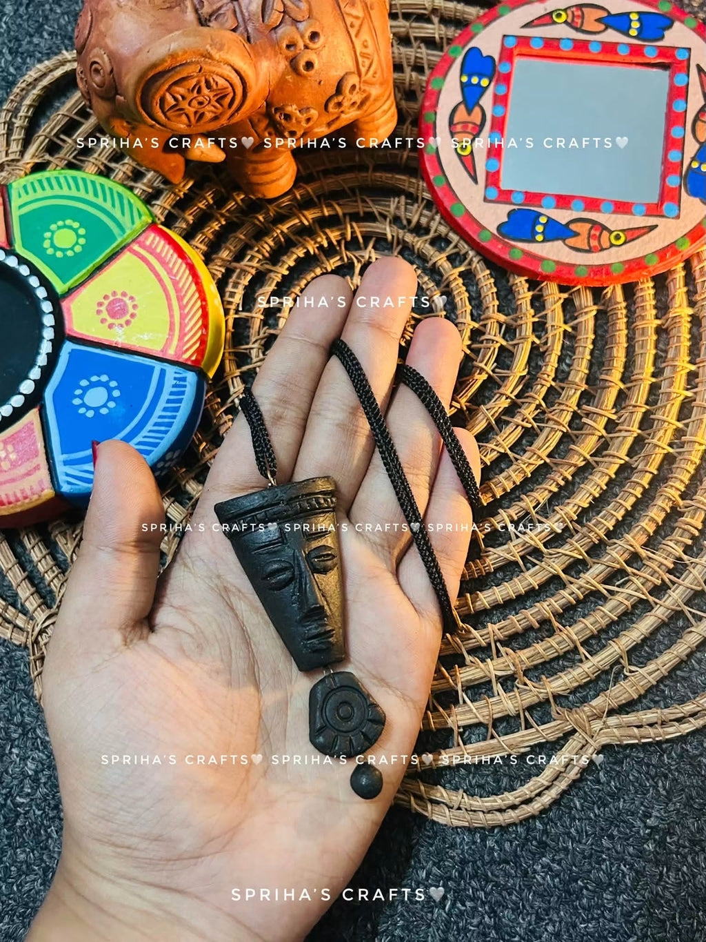 Folk Form Hand-Carved Pendant by The Roots of Heritage
