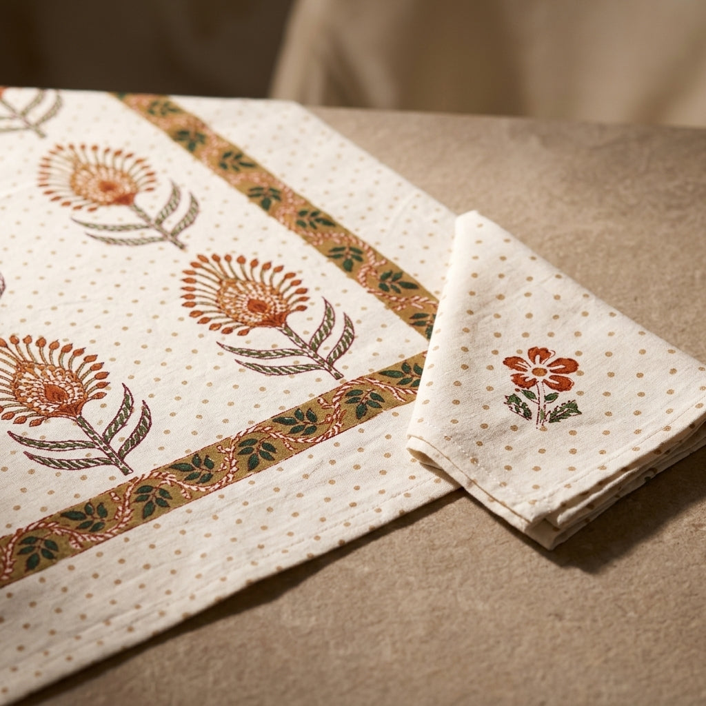 Handcrafted Floral Table Runner Set by The Roots of Heritage