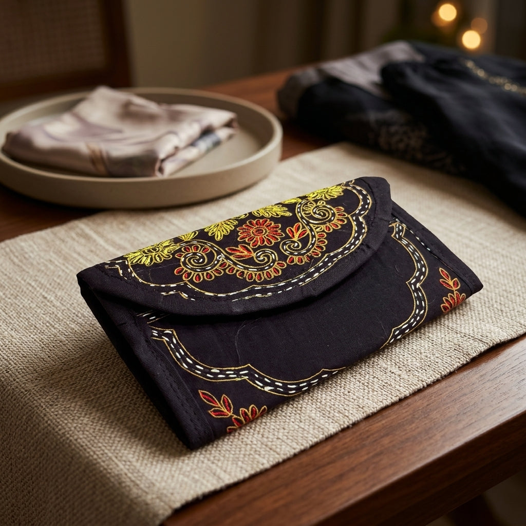 Hand-Embroidered Jute Envelope Clutch by The Roots of Heritage (2)