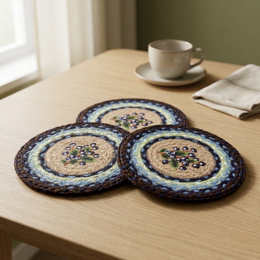Handwoven Jute Berry Blossom Coasters by The Roots of Heritage (4)