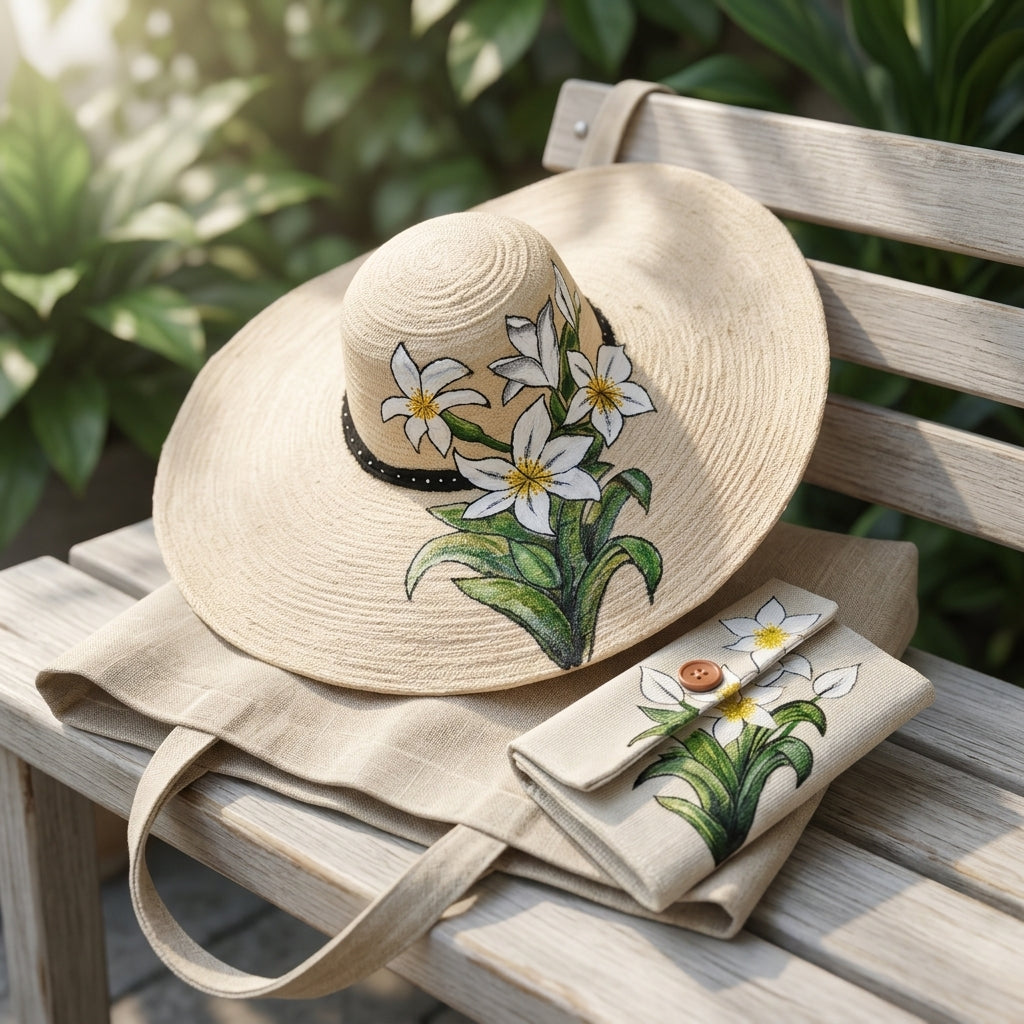 Moonlit Bloom Jute Hat & Pouch Set by The Roots of Heritage (4)