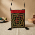 Hand-Embroidered Jute Sling Pouch by The Roots of Heritage