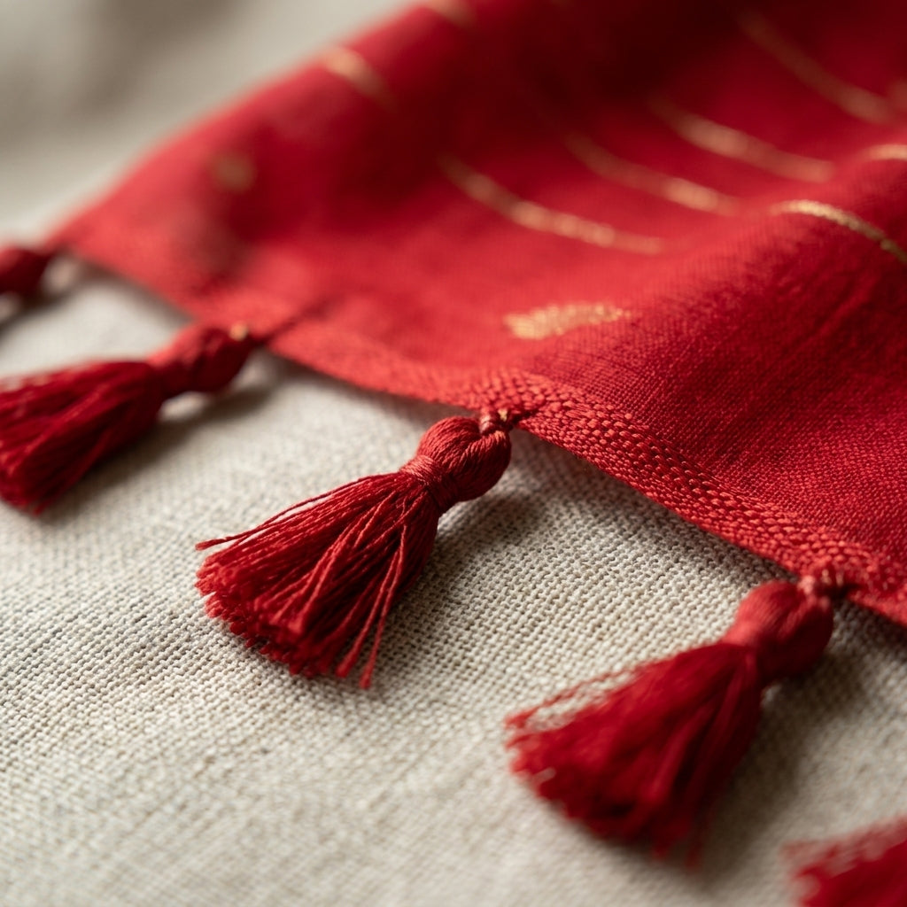 Luxe Red Handloom Saree by The Roots of Heritage (5)