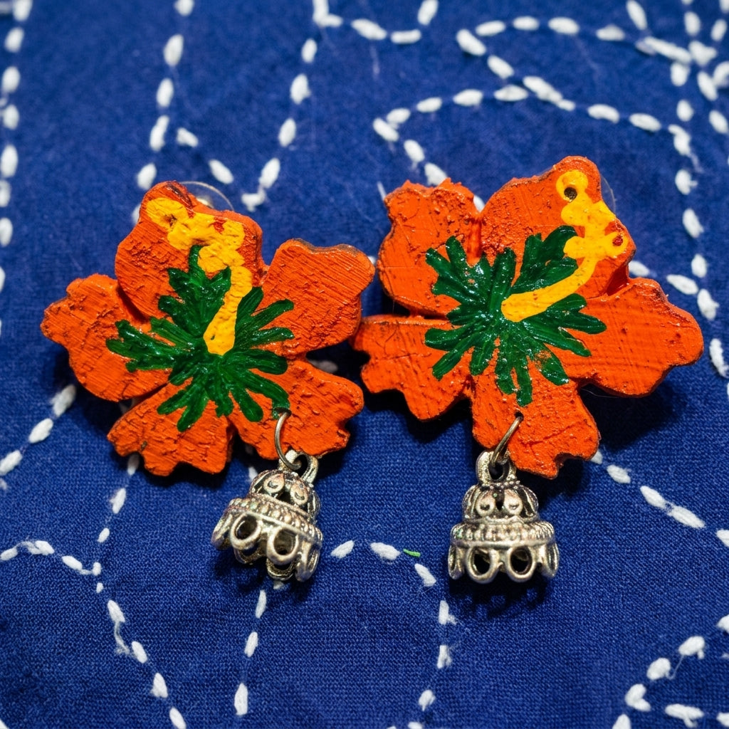 Hand-Painted Floral Jhumka Earrings by The Roots of Heritage (7)