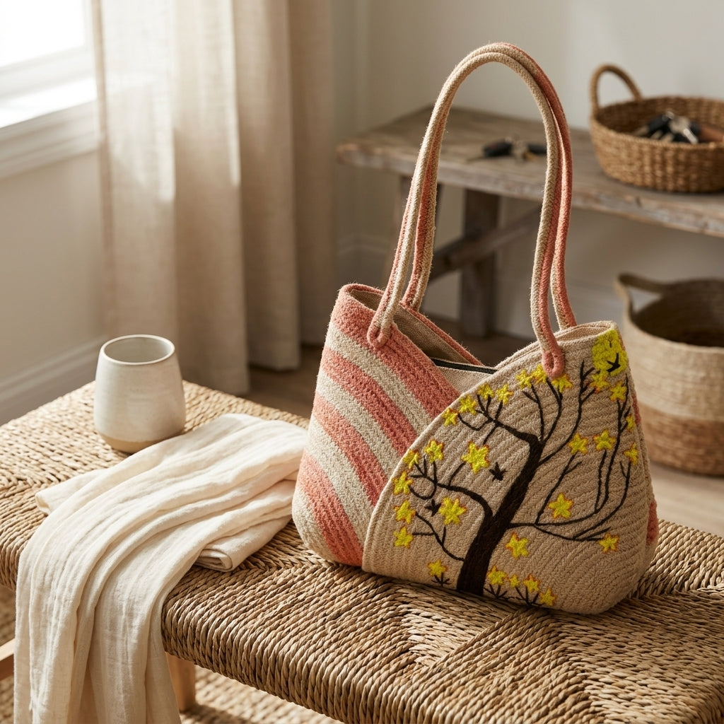 Handwoven Jute Hobo Tote by The Roots of Heritage (3)