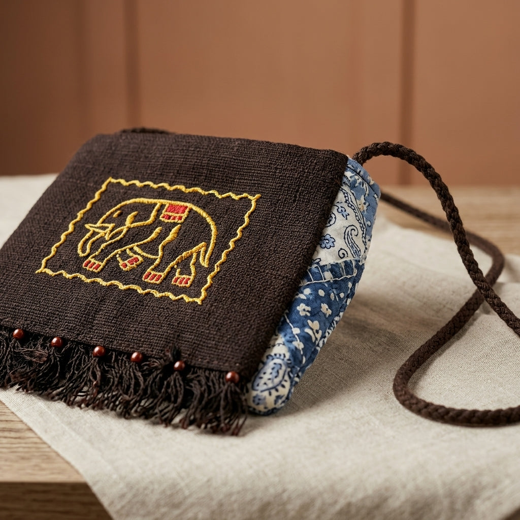 Heritage Elephant Quilted Sling Bag by The Roots of Heritage (2)