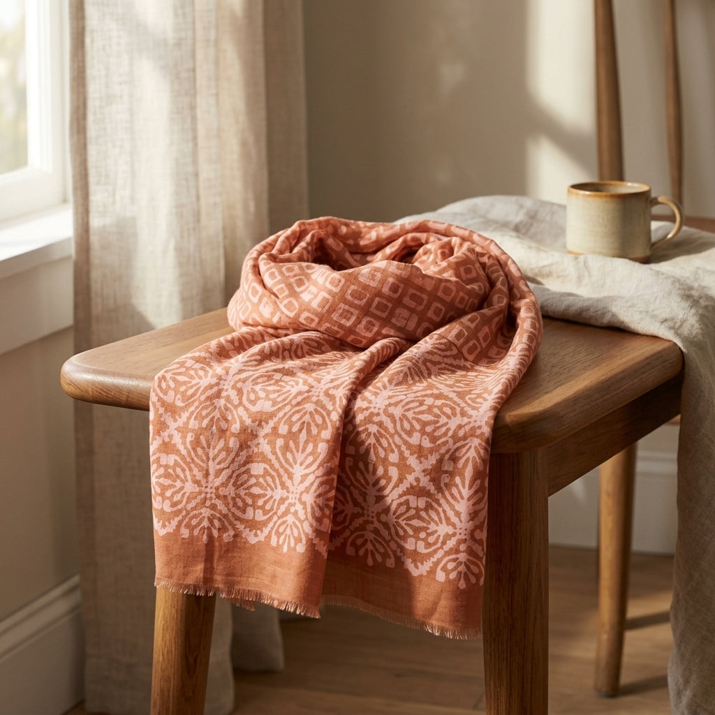Handcrafted Autumn Block Print Scarf by The Roots of Heritage (4)