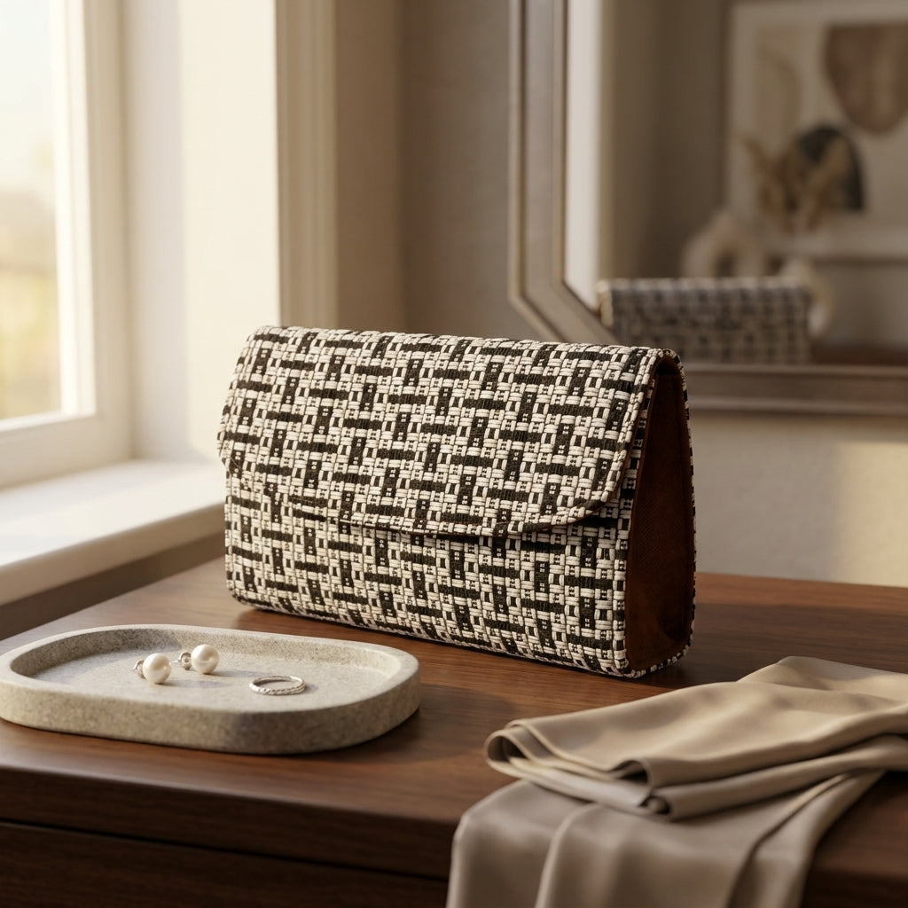 Handwoven Geo Weave Clutch Bag by The Roots of Heritage (3)