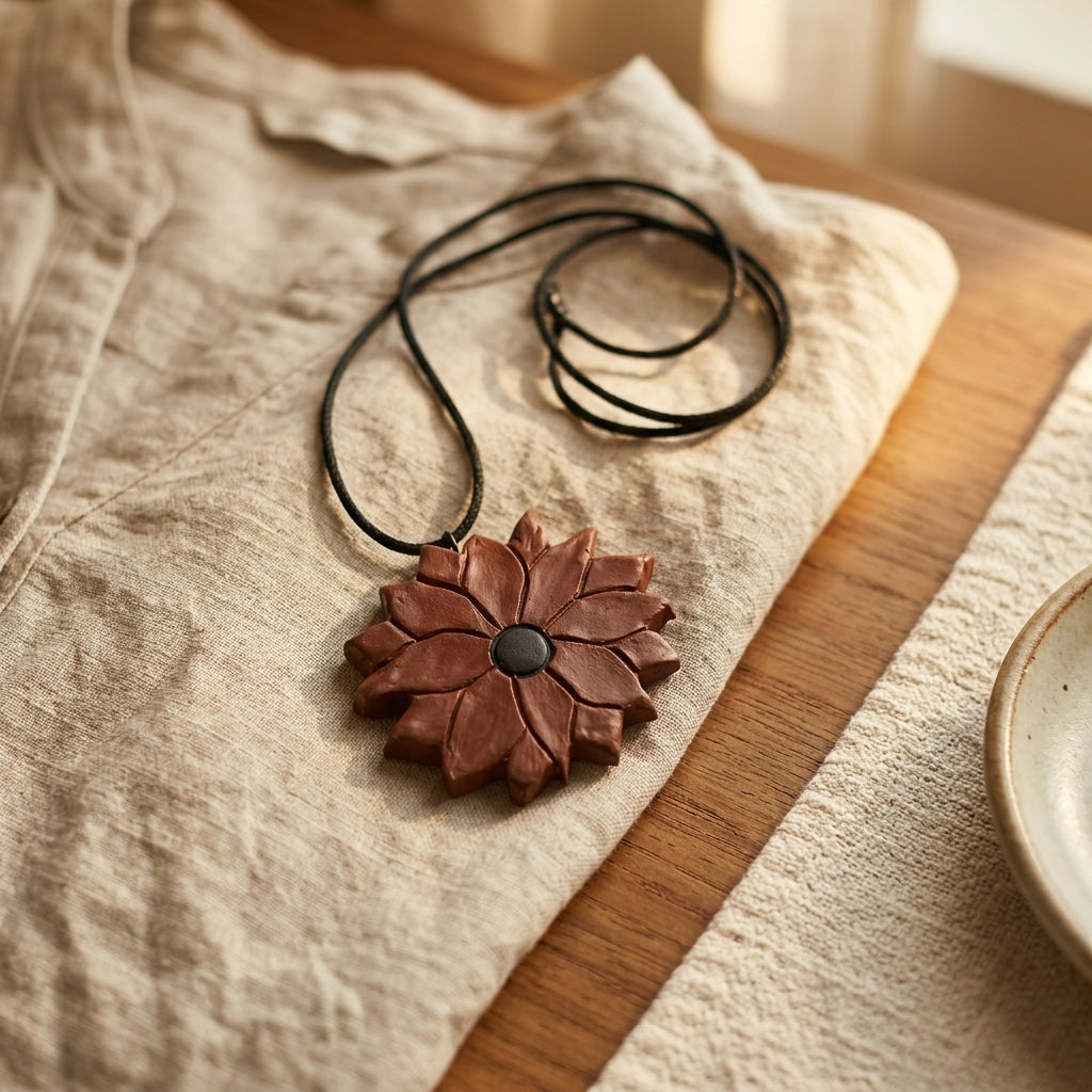 Artisan Lotus Pendant Necklace by The Roots of Heritage (4)