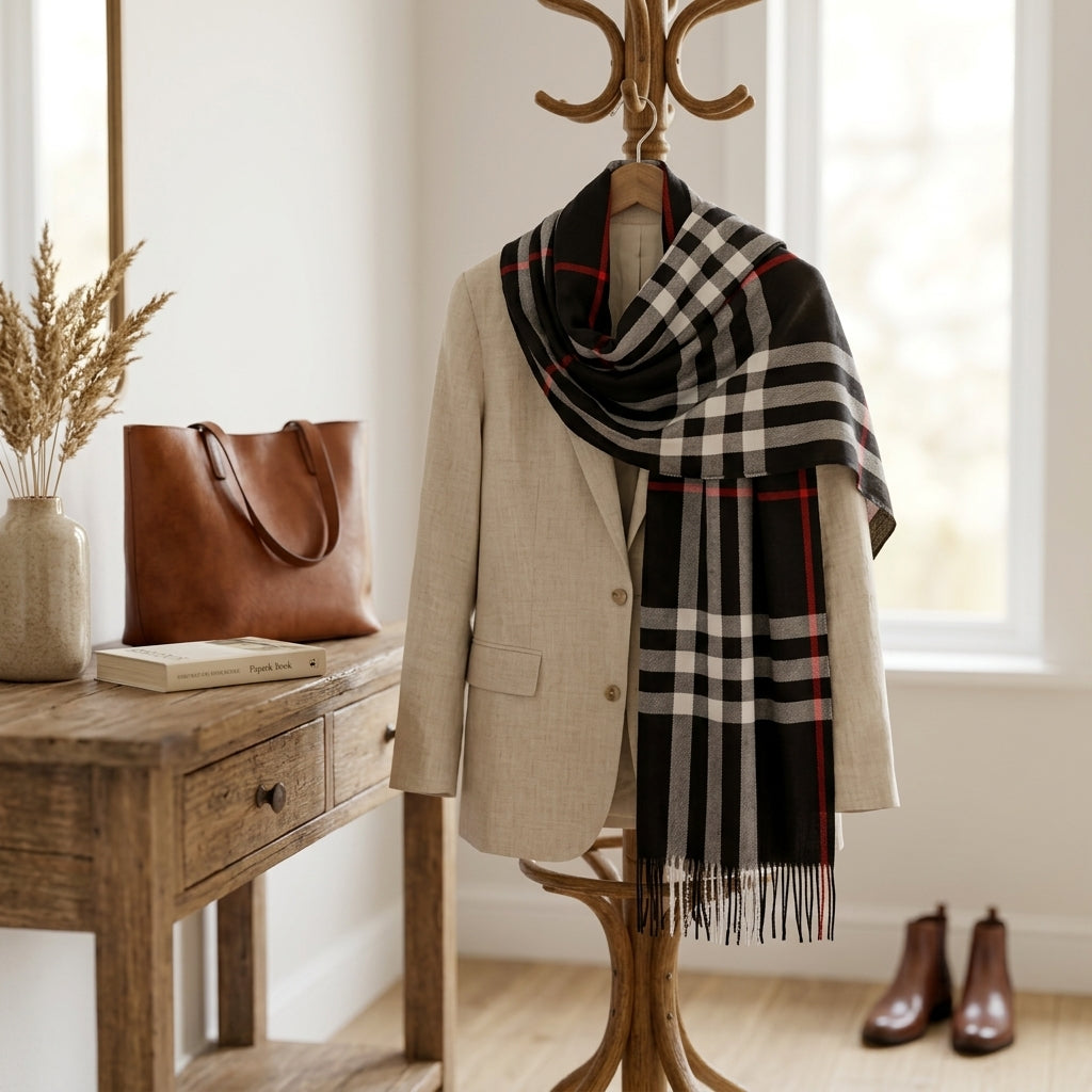 Heritage Check Pure Cotton Scarf by The Roots of Heritage (3)