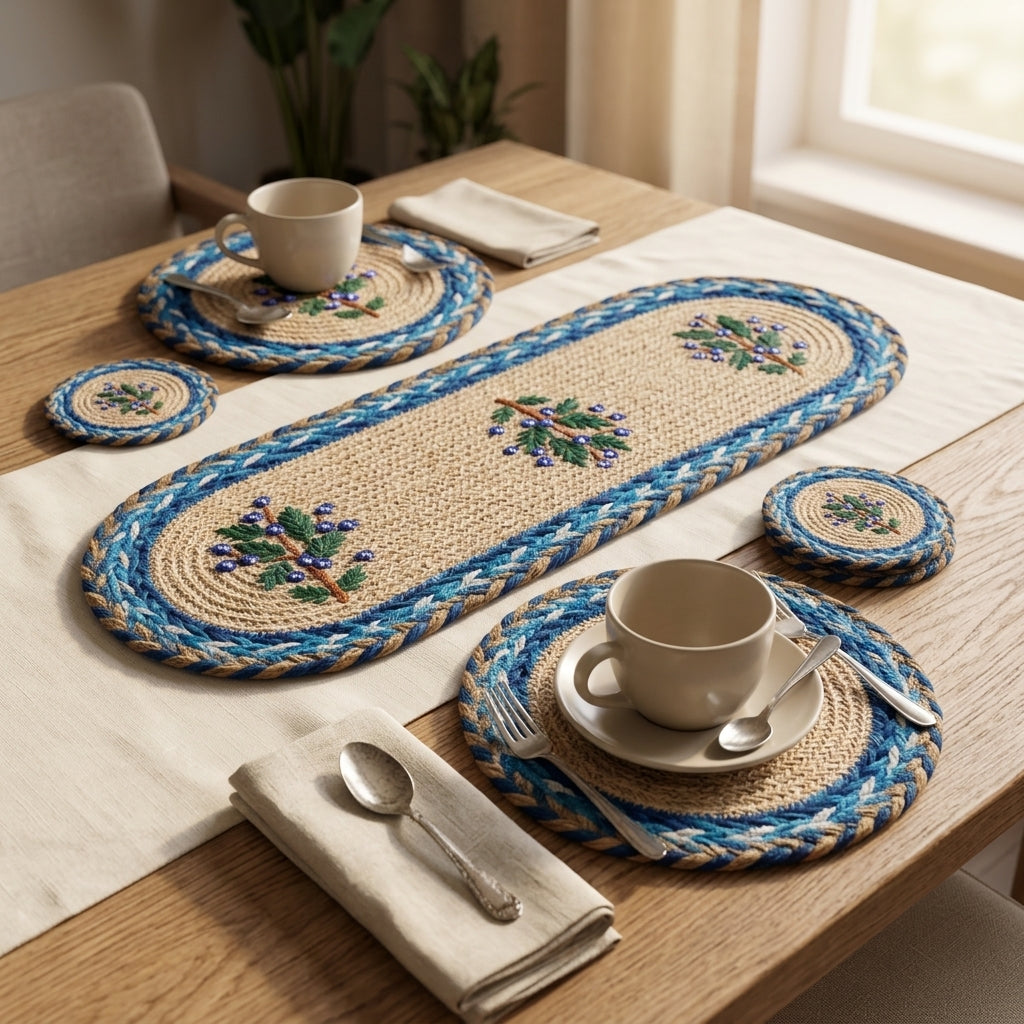 Heritage Bloom Jute Coaster Set by The Roots of Heritage (3)