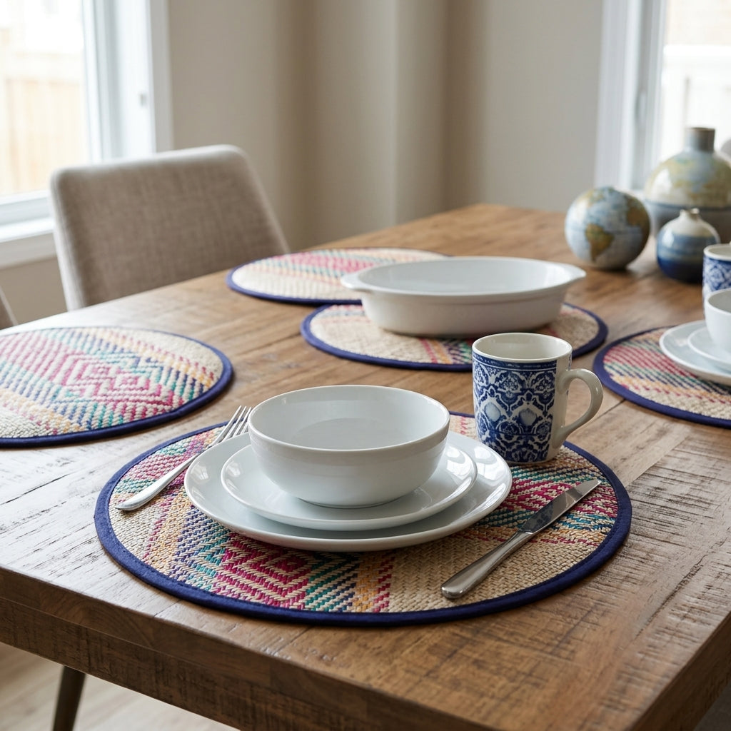 Heritage Jute Round Placemat Set by The Roots of Heritage (4)