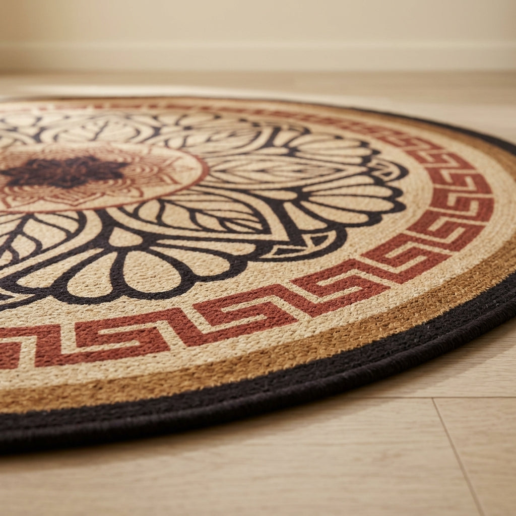 Mandala Jute Artisan Round Rug by The Roots of Heritage (5)