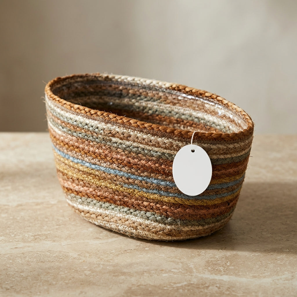 Handwoven Boho Jute Basket by The Roots of Heritage