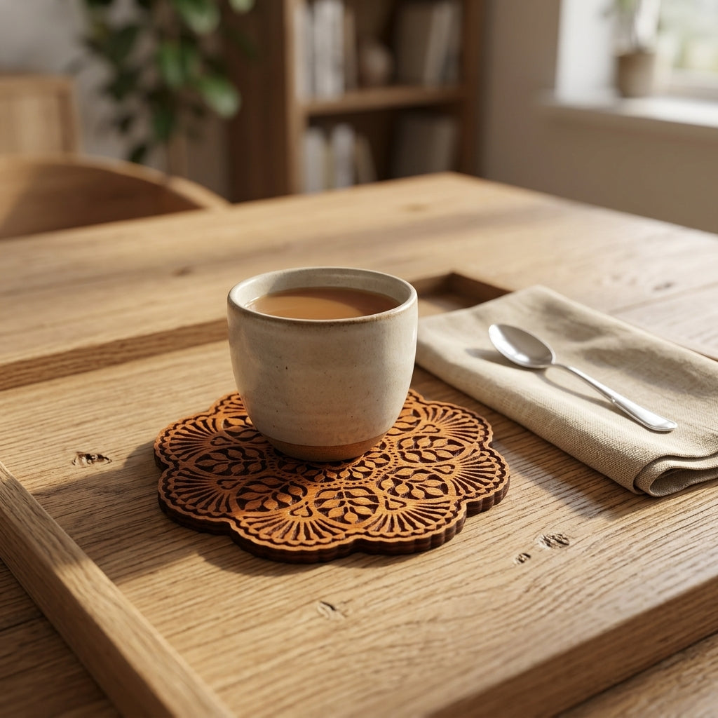 Handwoven Floral Jute Coasters by The Roots of Heritage (2)
