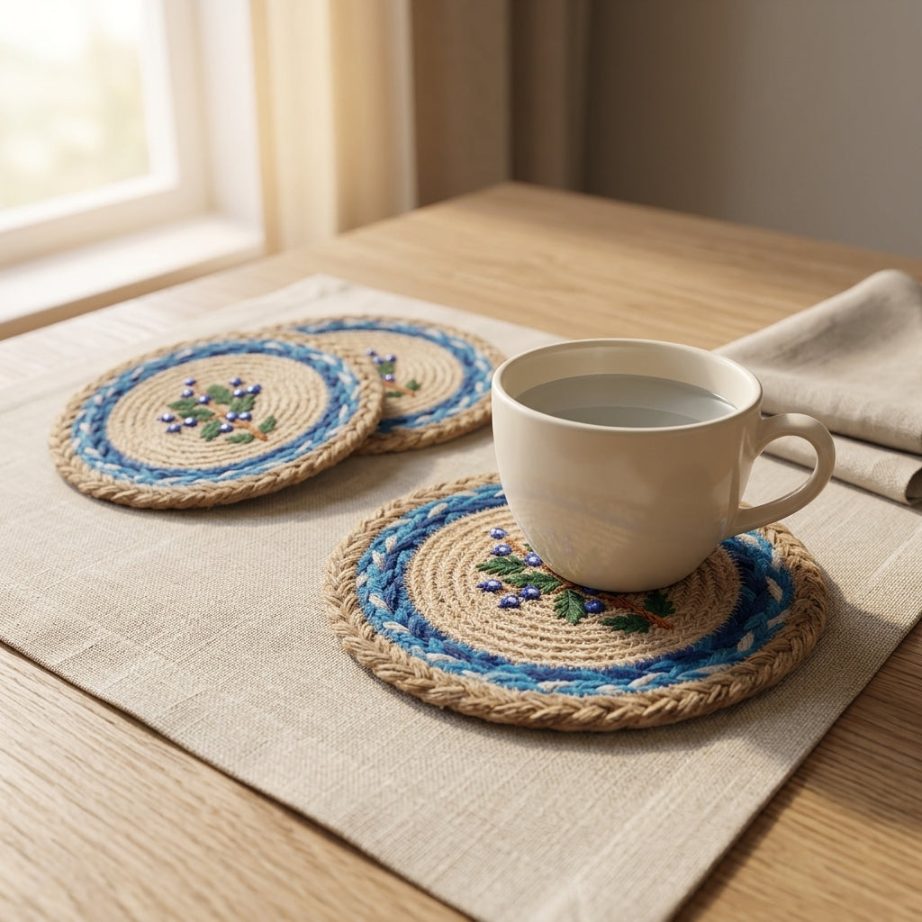 Heritage Bloom Jute Coaster Set by The Roots of Heritage (5)