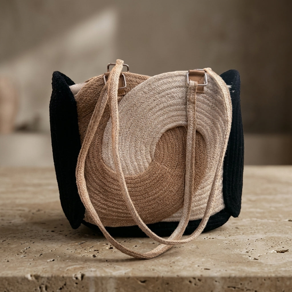 Artisan Jute Moon Tote by The Roots of Heritage