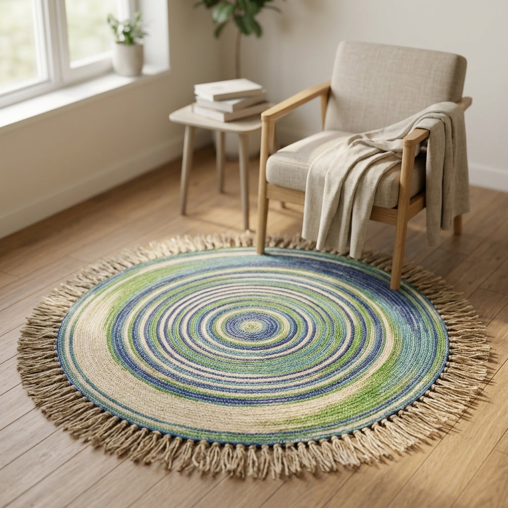 Riverloom Round Jute Fringe Rug by The Roots of Heritage (4)
