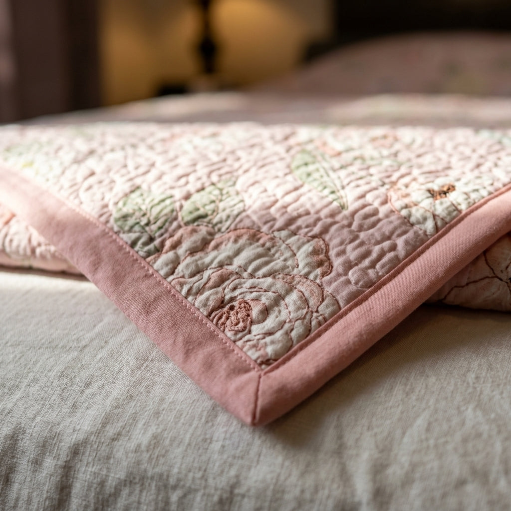 Blush Floral Handcrafted Quilt by The Roots of Heritage (4)