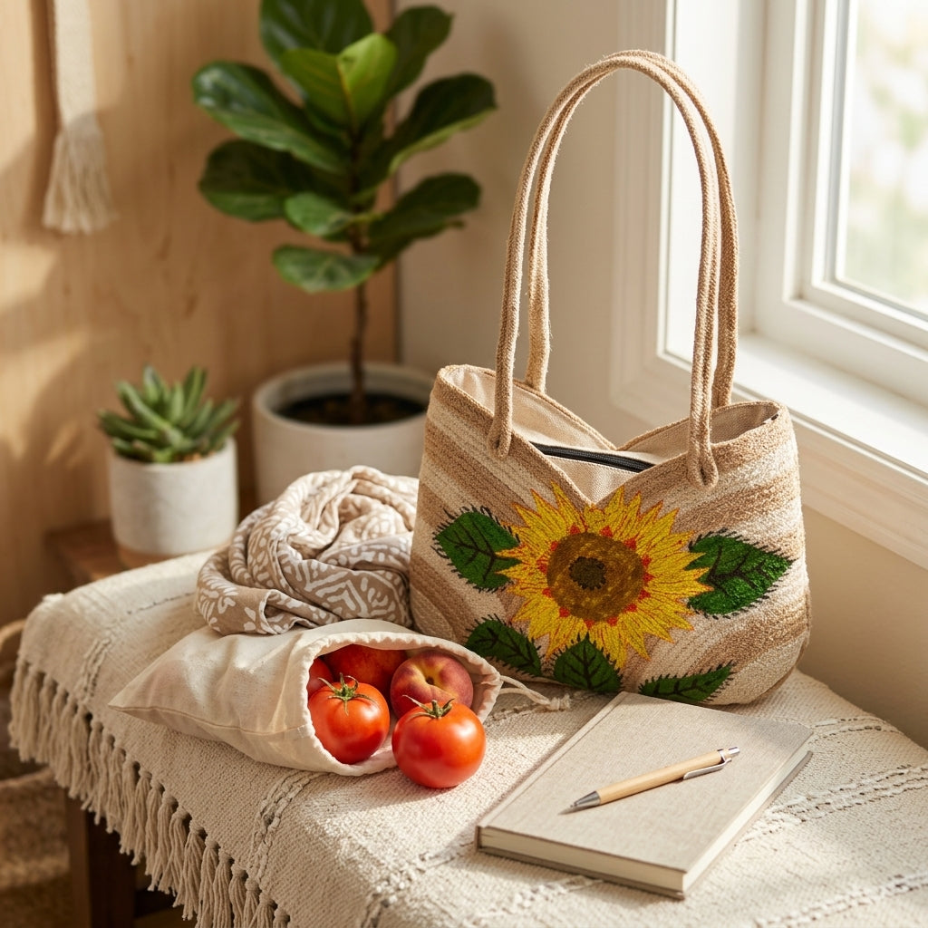 Sunflower Jute Tote Bag by The Roots of Heritage (3)