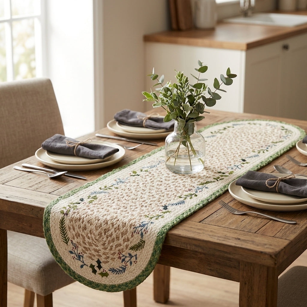 Handwoven Jute Leaf Table Runner by The Roots of Heritage (3)