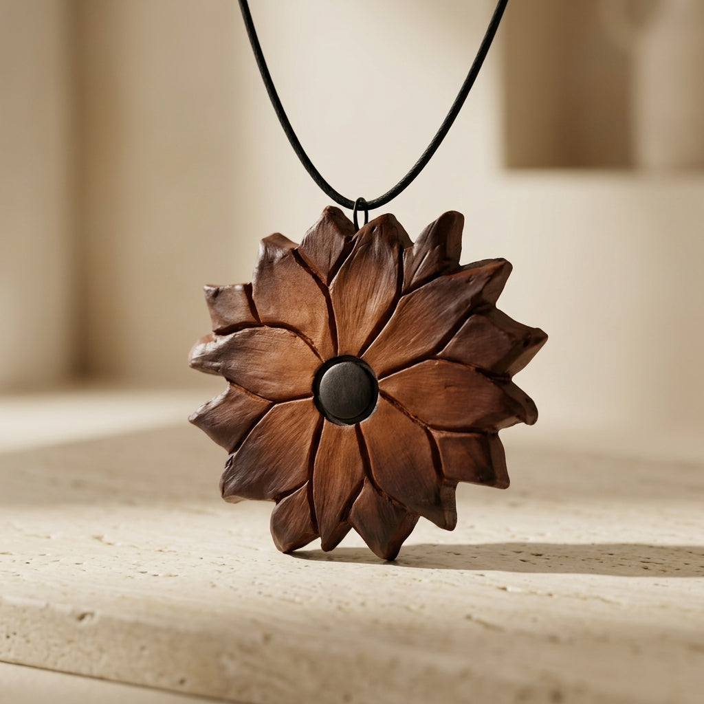 Artisan Lotus Pendant Necklace by The Roots of Heritage (3)