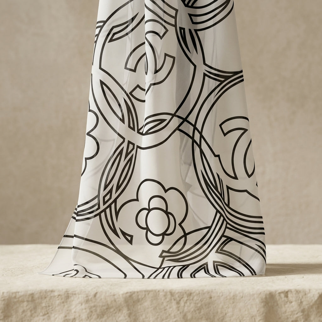 Monochrome Luxe Sheer Scarf by The Roots of Heritage